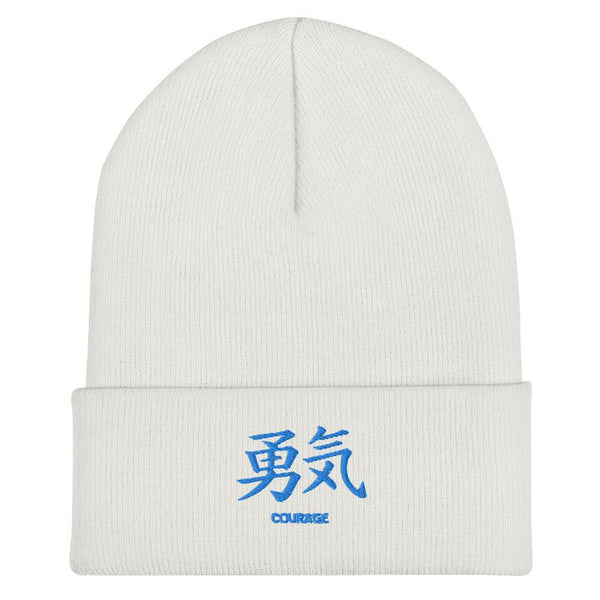 Bonnet à Revers Symbole Brodé Kanji “Courage” Bleu - Arts-kanji