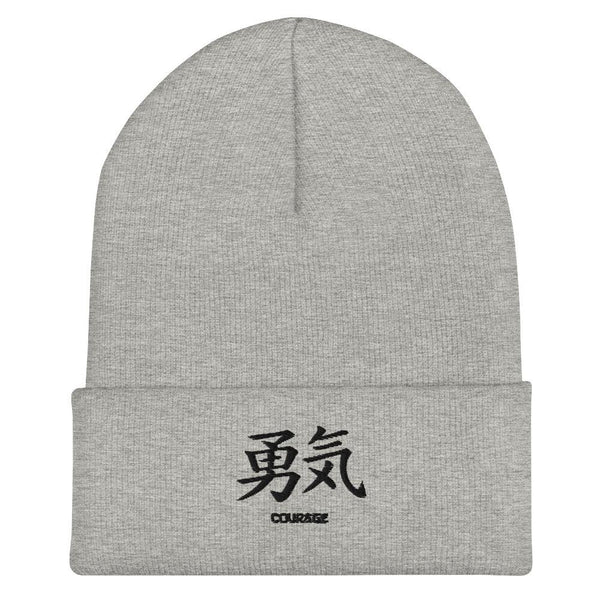 Bonnet à Revers Symbole Brodé Kanji “Courage” Noir - Arts-kanji