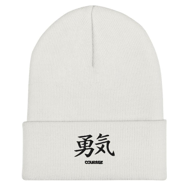 Bonnet à Revers Symbole Brodé Kanji “Courage” Noir - Arts-kanji