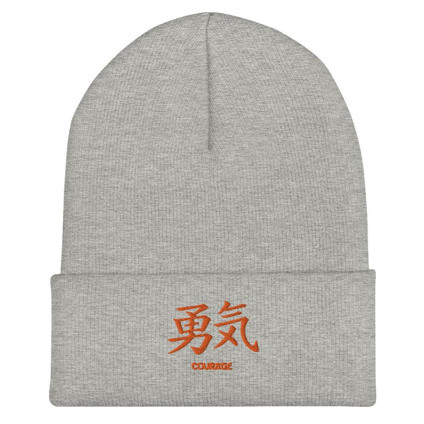 Bonnet à Revers Symbole Brodé Kanji “Courage” Orange - Arts-kanji