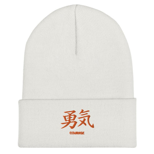 Bonnet à Revers Symbole Brodé Kanji “Courage” Orange - Arts-kanji