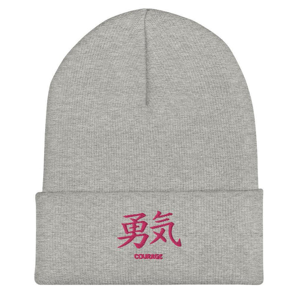 Bonnet à Revers Symbole Brodé Kanji “Courage” Rose - Arts-kanji