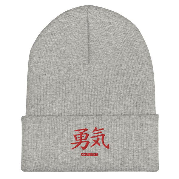 Bonnet à Revers Symbole Brodé Kanji “Courage” Rouge - Arts-kanji