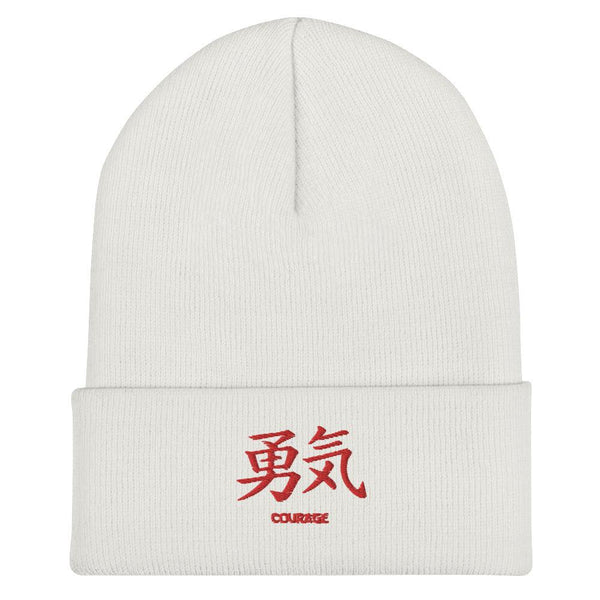 Bonnet à Revers Symbole Brodé Kanji “Courage” Rouge - Arts-kanji