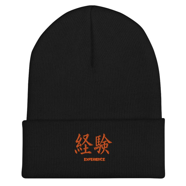 Bonnet à Revers Symbole Brodé Kanji “Experience” Orange - Arts-kanji