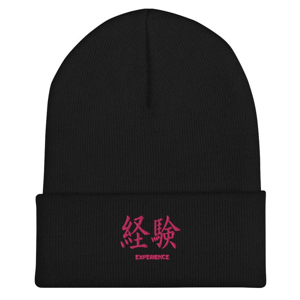 Bonnet à Revers Symbole Brodé Kanji “Experience” Rose - Arts-kanji