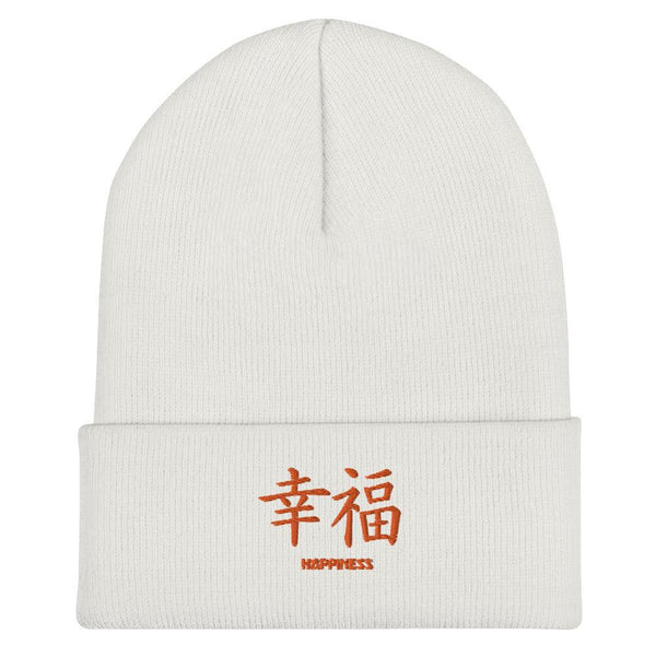 Bonnet à Revers Symbole Brodé Kanji “Happiness” Orange - Arts-kanji