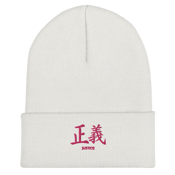 Bonnet à Revers Symbole Brodé Kanji “Justice" Rose - Arts-kanji