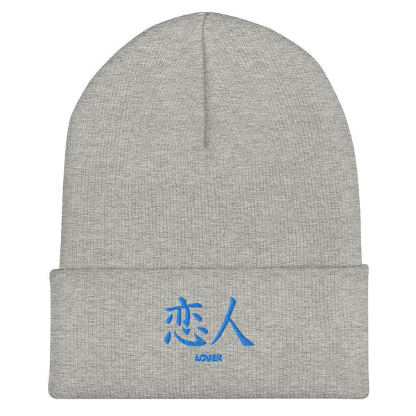 Bonnet à Revers Symbole Brodé Kanji “Lover” Bleu - Arts-kanji
