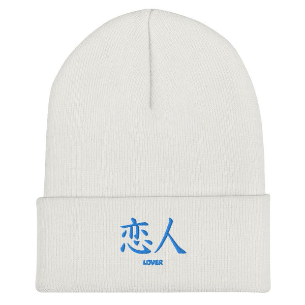 Bonnet à Revers Symbole Brodé Kanji “Lover” Bleu - Arts-kanji