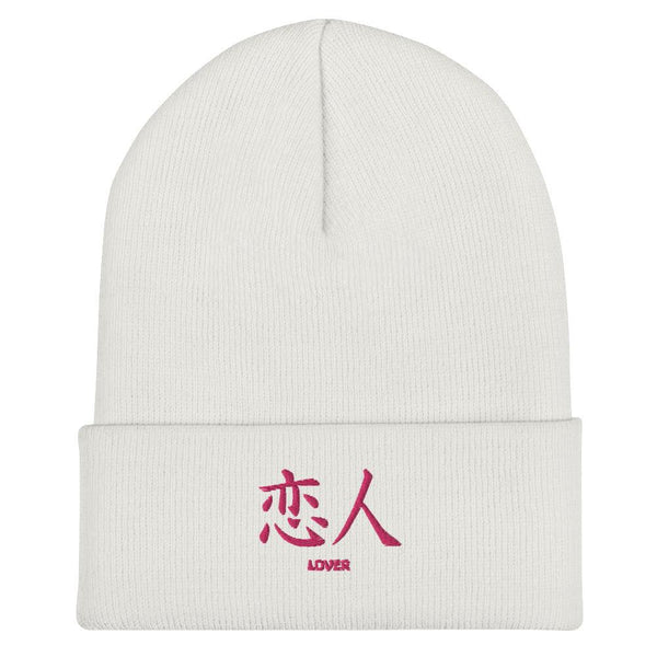 Bonnet à Revers Symbole Brodé Kanji “Lover” Rose - Arts-kanji