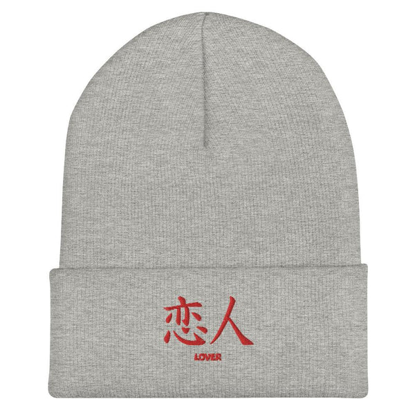 Bonnet à Revers Symbole Brodé Kanji “Lover” Rouge - Arts-kanji