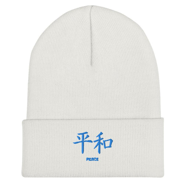 Bonnet à Revers Symbole Brodé Kanji “Peace” Bleu - Arts-kanji