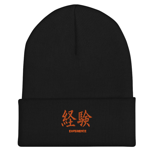 Bonnet à Revers Symbole Brodé Kanji “Experience” Orange