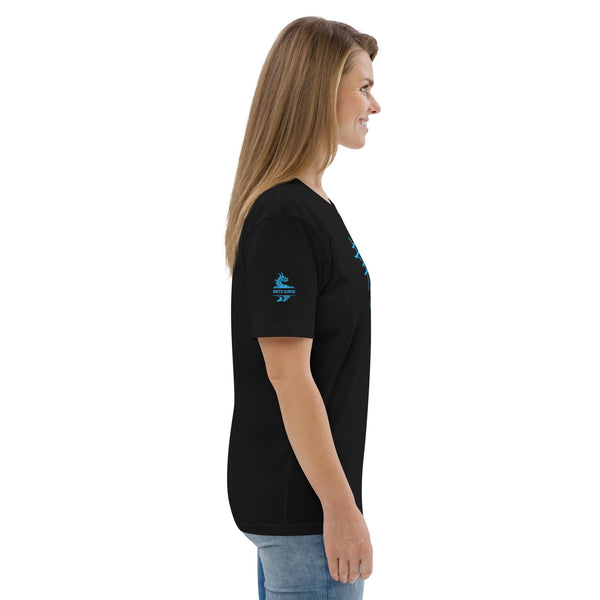T-shirt Unisexe en Coton Biologique Symbole Kanji "Happiness" Bleu