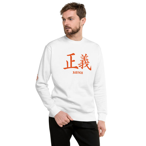 Sweatshirt Premium Unisexe Symbole Kanji "Justice" Orange