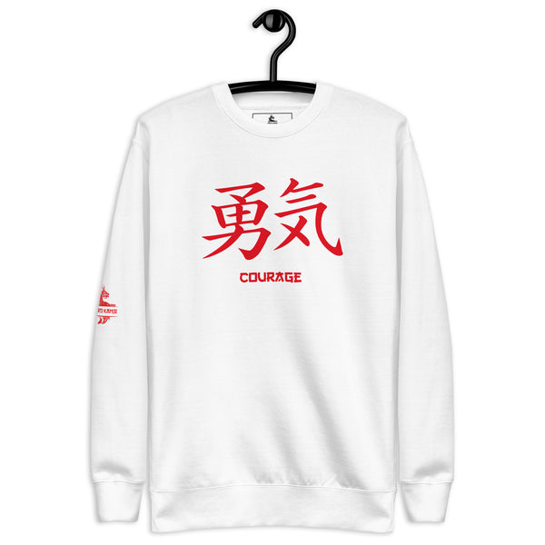 Sweatshirt Premium Unisexe Symbole Kanji “Courage” Rouge
