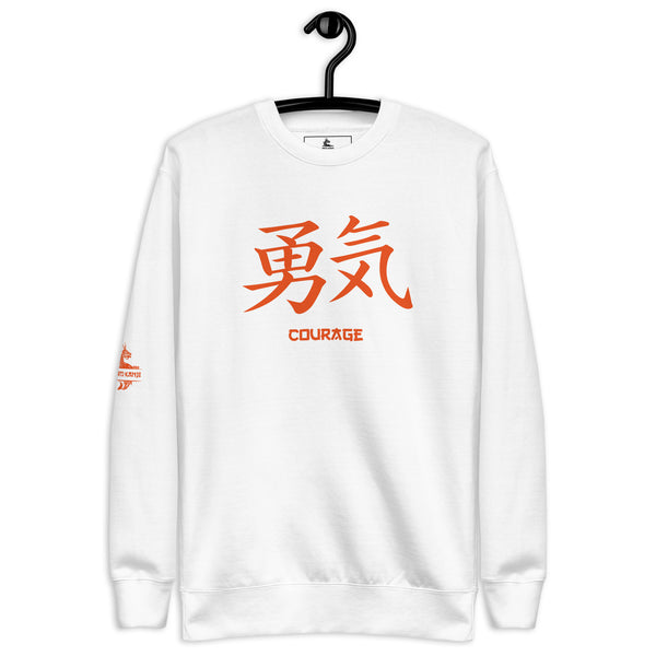 Sweatshirt Premium Unisexe Symbole Kanji “Courage” Orange