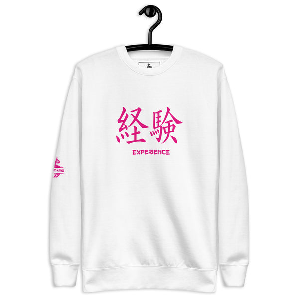 Sweatshirt Premium Unisexe Symbole Kanji "Experience" Rose
