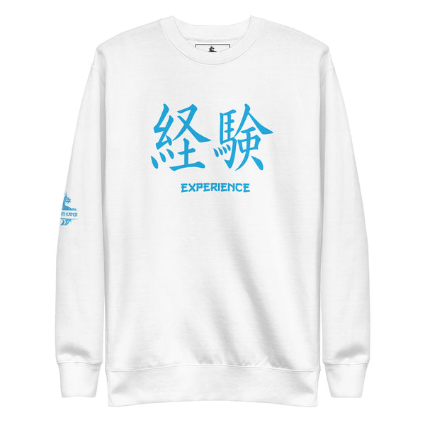 Sweatshirt Premium Unisexe Symbole Kanji "Experience" Bleu