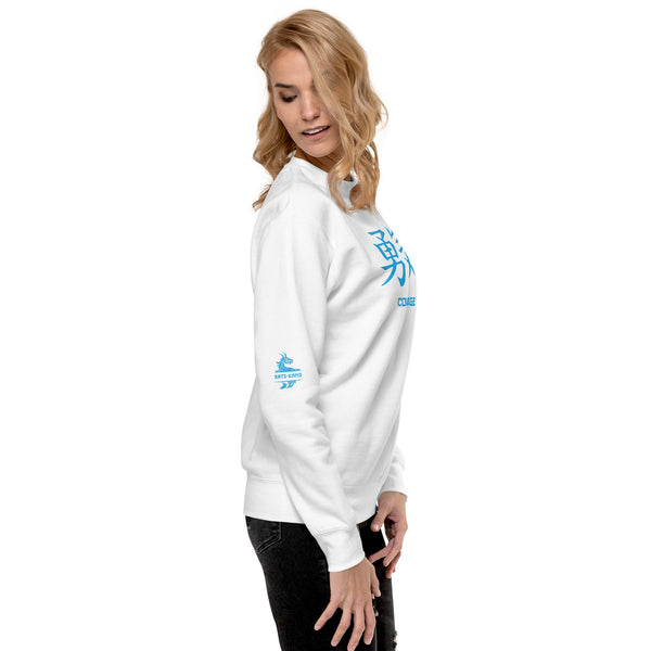 Sweatshirt Premium Unisexe Symbole Kanji “Courage” Bleu
